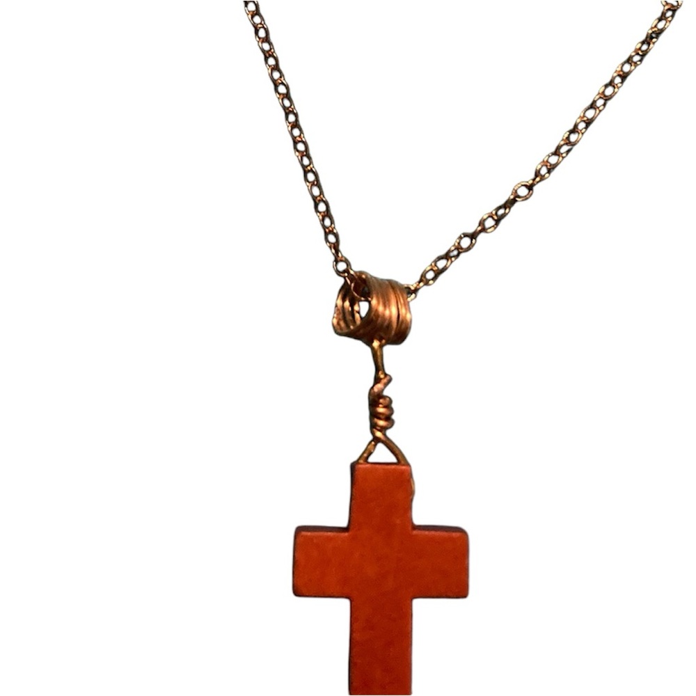 Wood finished cross jewelry set